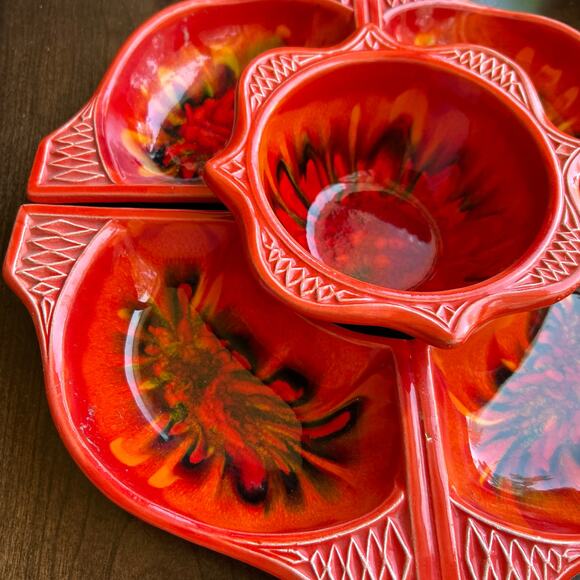 Vintage 1960s California originals 755 759 appetizer chip dip tray orange - Picture 2 of 11